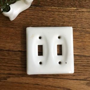 White porcelain double light-switch cover